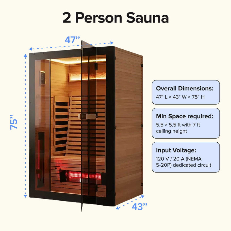 Relaxe Caldera™ Full Spectrum Infrared Sauna With Red Light Therapy Panel